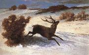 Gustave Courbet The deer running in the snow Sweden oil painting artist